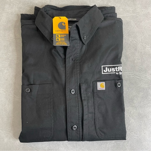 NEW Carhartt Rugged Flex Black Canvas Work Shirt with Embroidered Logo - Picture 7 of 7